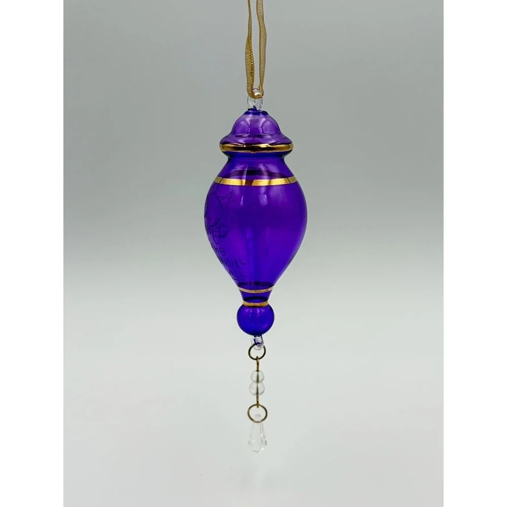 Hallmark Keepsake Ornament Perfect Harmony Etched Glass Purple Gold 2002 Vintage